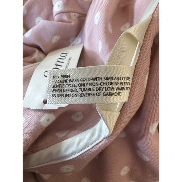NWT Soma Embraceable Pj Top Perfume Sequin Pocket Pink White Circle Print XL - Picture 5 of 11